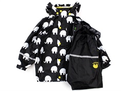 CeLaVi rainwear pants and jacket black/white elephant